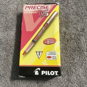 Pilot® Precise™ V5 Liquid Ink Rollerball Pens, Red Barrel‎ Red Ink Pack Of 9 NOS